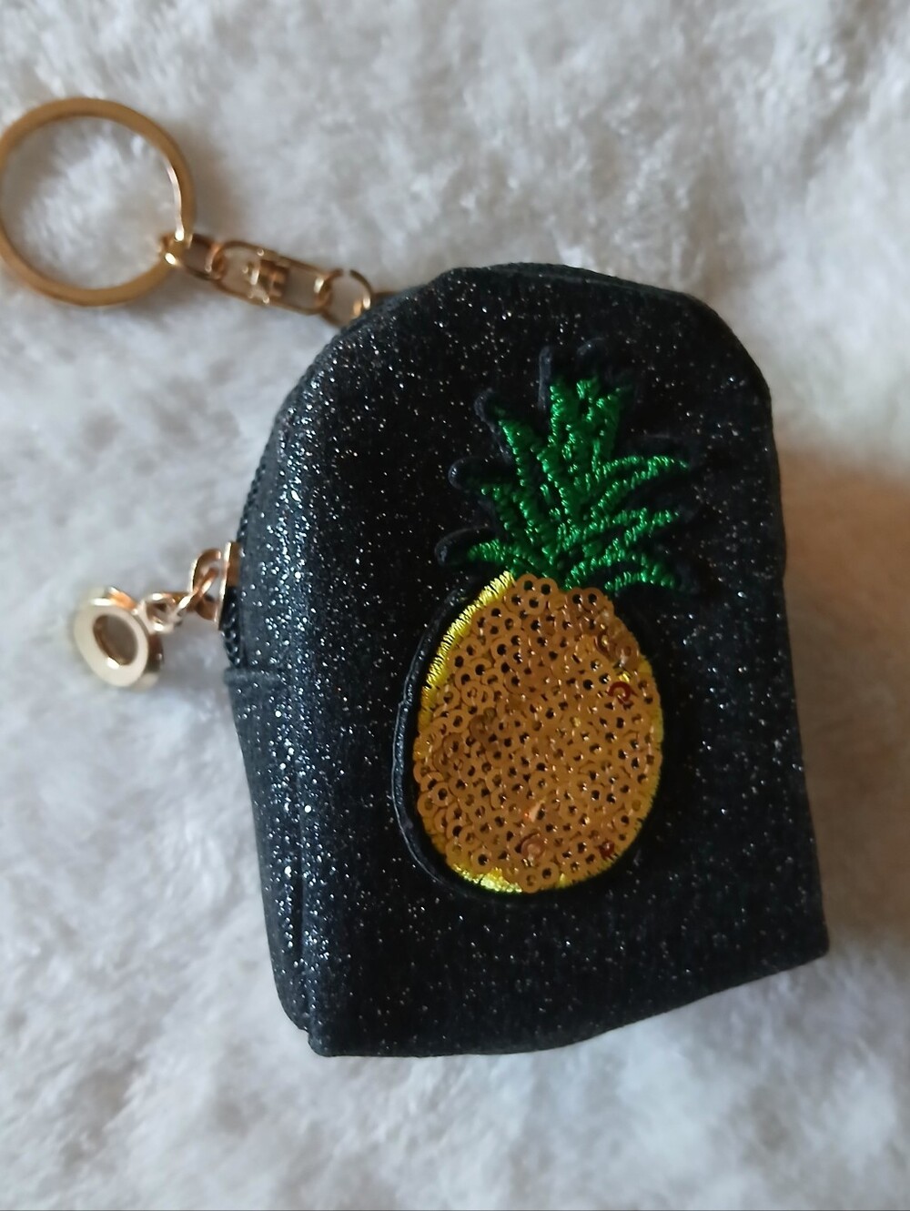 Pineapple Glitter Keychain or Bag Charm Pouch